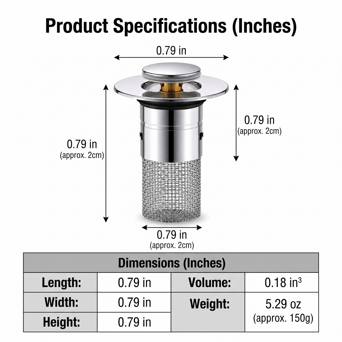 Stainless Steel Pop-Up Drain Filter